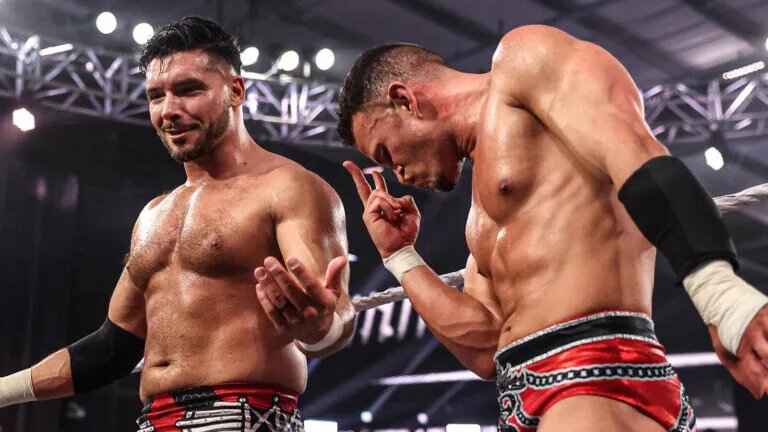 A graphic of Ethan Page and Ricky Saints on the March 10, 2026, episode of NXT