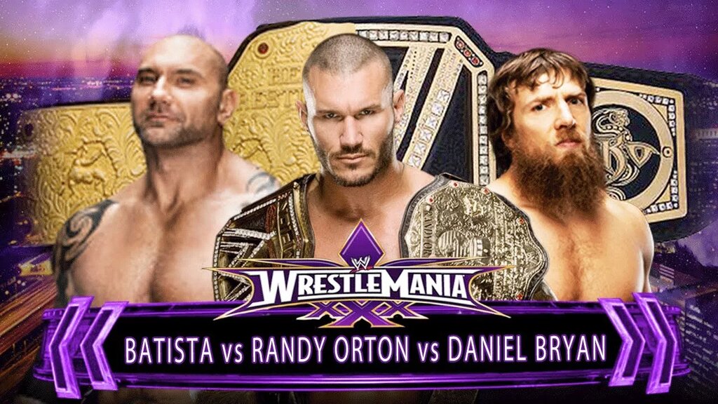 A WrestleMania graphic featuring Randy Orton.