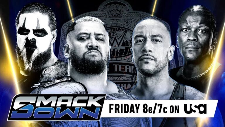 A WWE SmackDown graphic featuring R-Truth and Damian Priest, who won the WWE Tag Team Titles on March 20, 2026.