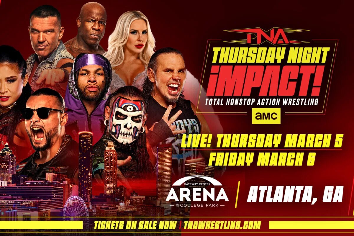 A graphic of the TNA Thursday Night iMPACT taping session on March 6, 2026