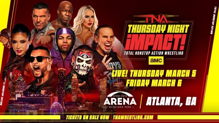 A graphic of the TNA Thursday Night iMPACT taping session on March 6, 2026