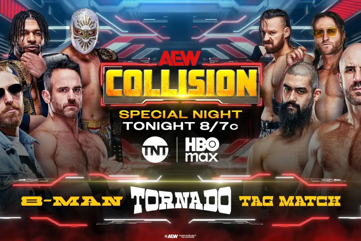 A graphic of AEW Collision preview