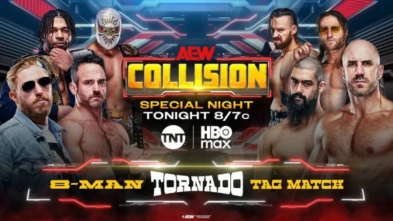 A graphic of AEW Collision preview
