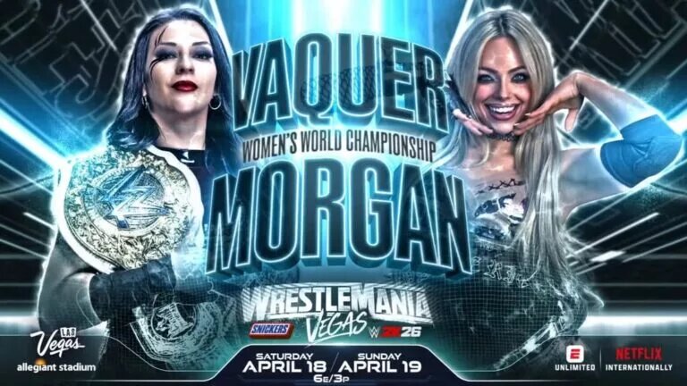 A WWE WrestleMania 42 graphic featuring Liv Morgan and Stephanie Vaquer.