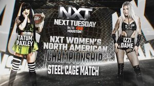 WWE NXT Match Graphic for the Women's North American Championship Steel Cage Match of Izzi Dame vs. Tatum Paxley