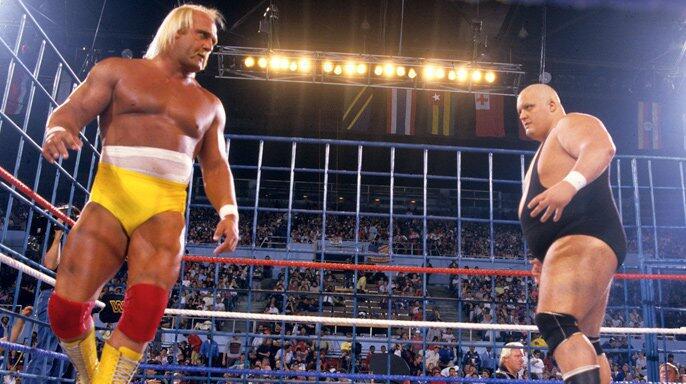 A graphic of Hogan and King Kong Bundy