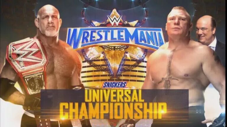 WWE Graphic of Brock Lesnar vs. Goldbger for the WWE Universal Championship at WrestleMania 33