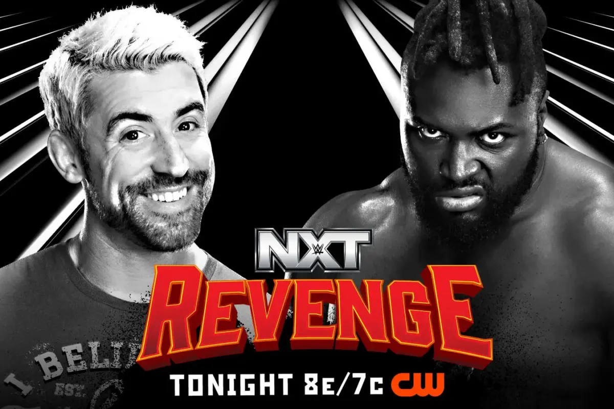 NXT graphic with Joe Hendry and Keanu Carver building up the NXT Revenge special.