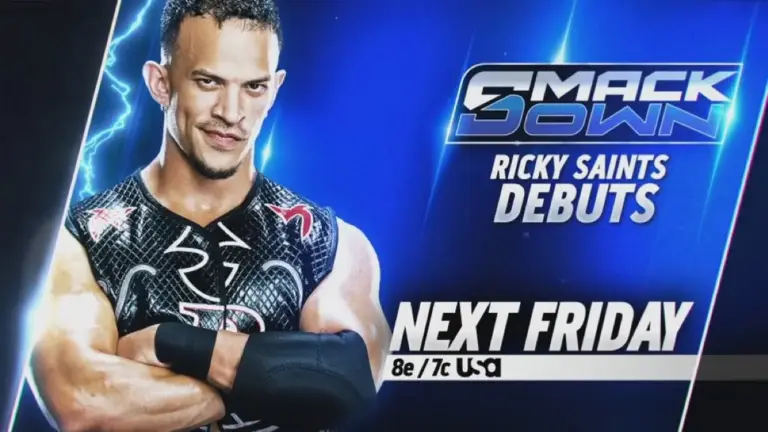 WWE SmackDown graphic advertising the debut of Ricky Saints on May 1, 2026.