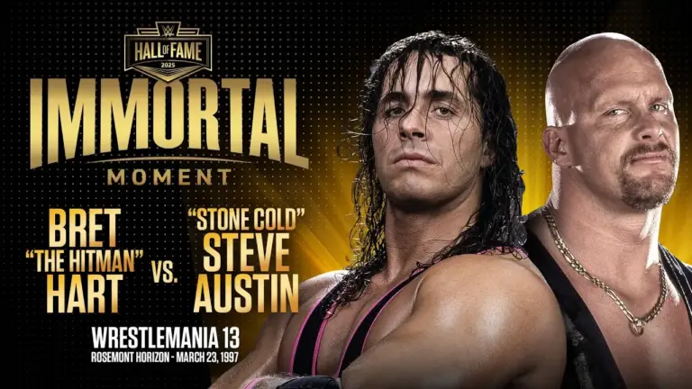 A WWE WrestleMania graphic featuring a Submission Match gimmick/stipulation.