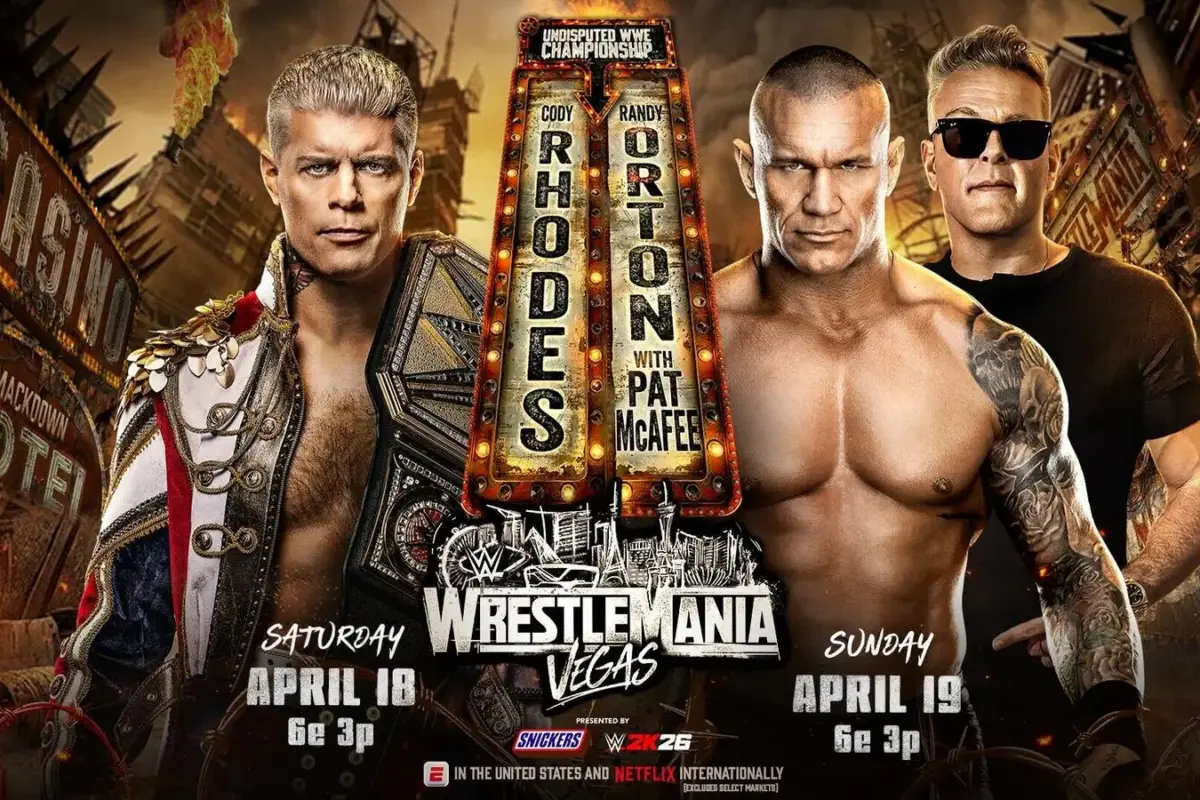 A WWE WrestleMania 42 preview and match card for night 1, April 18, 2026.