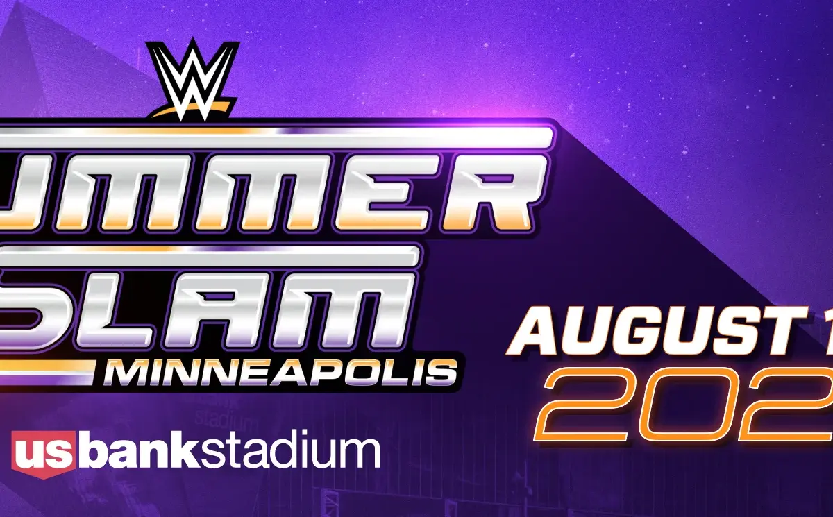 WWE SummerSlam 2026 in Minneapolis poster, which will be hosted in the US Bank Stadium.