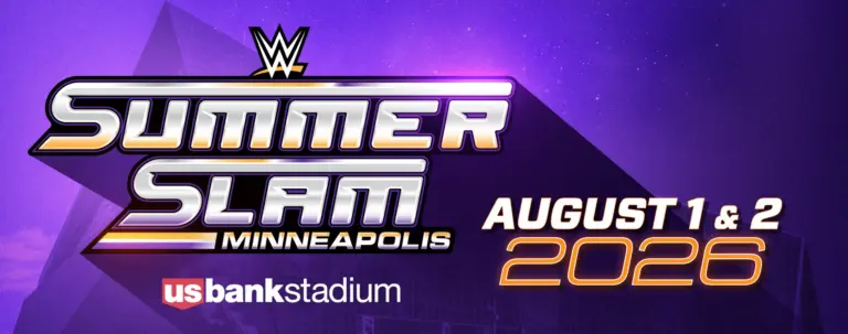 WWE SummerSlam 2026 in Minneapolis poster, which will be hosted in the US Bank Stadium.