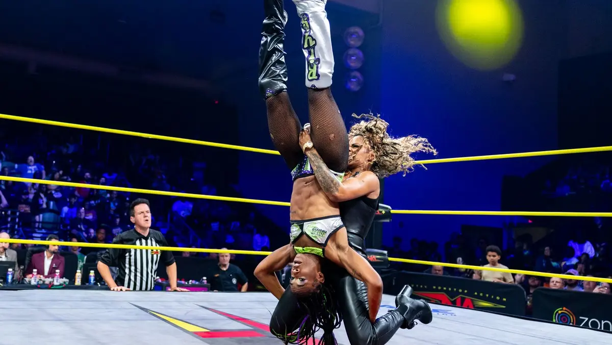 a graphic of Tasha Steelz and Jada Stone on the April 9, 2026, episode of TNA Wrestling