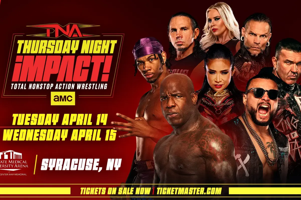 A graphic of TNA Thursday Night iMPACT taping spoilers for April 15, 2026