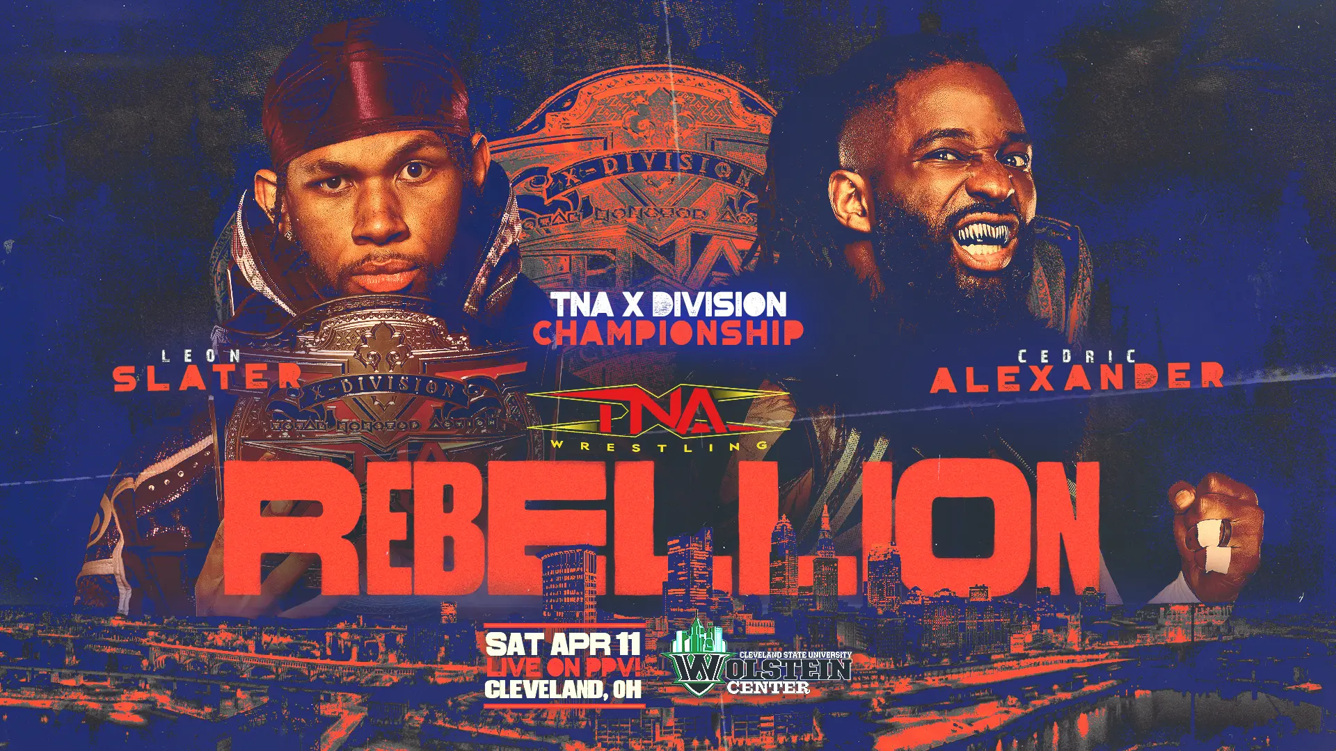 A graphic of the TNA X-Division title match at TNA Rebellion 2026