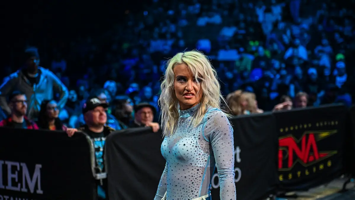 A graphic of Xia Brookside after betraying Léi Ying Lee at TNA Rebellion 2026