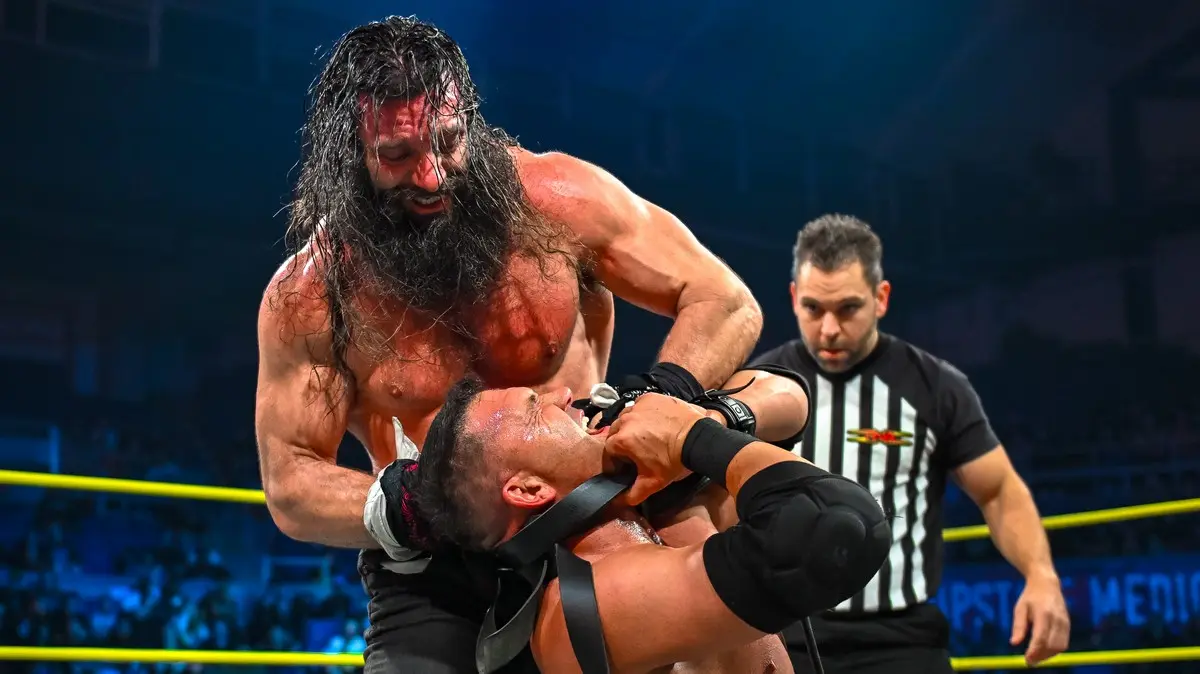 Elijah and Frankie Kazarian in a Walk With Elijah guitar strap match on the April 30, 2026, Thursday Night iMPACT episode 