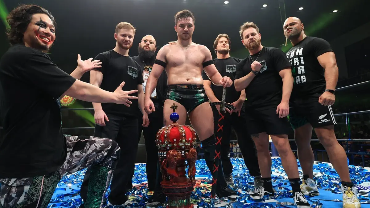 A graphic of Callum Newman, 2026 New Japan Cup winner