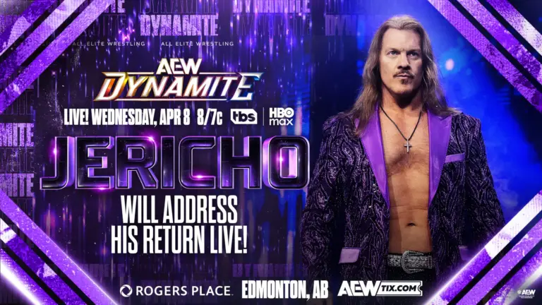 A graphic of AEW Dynamite preview of the April 8, 2026, episode