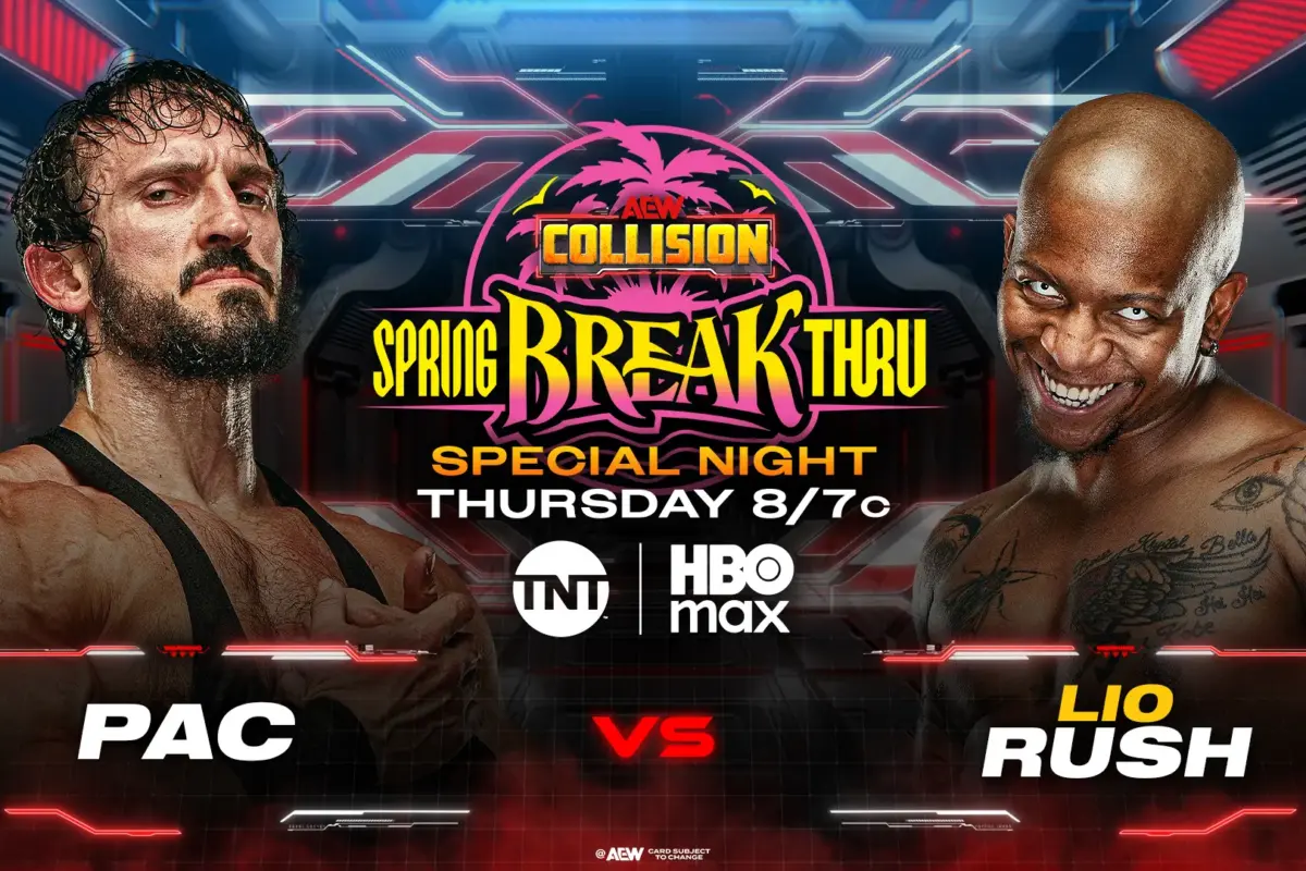 A graphic of AEW Collision. It's AEW Spring BreakThru week