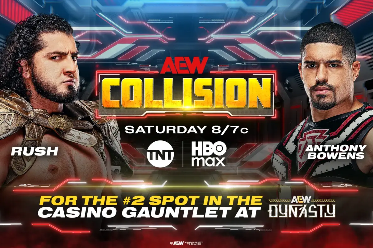 A graphic of AEW Collision episode of April 11, 2026, ahead of AEW Dynasty