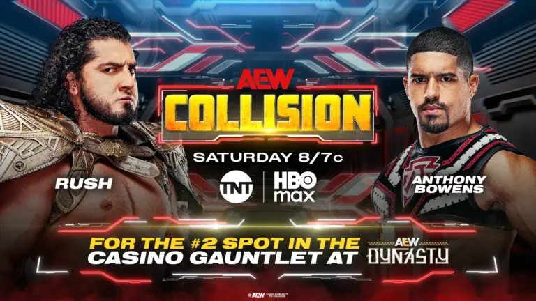 A graphic of AEW Collision episode of April 11, 2026, ahead of AEW Dynasty