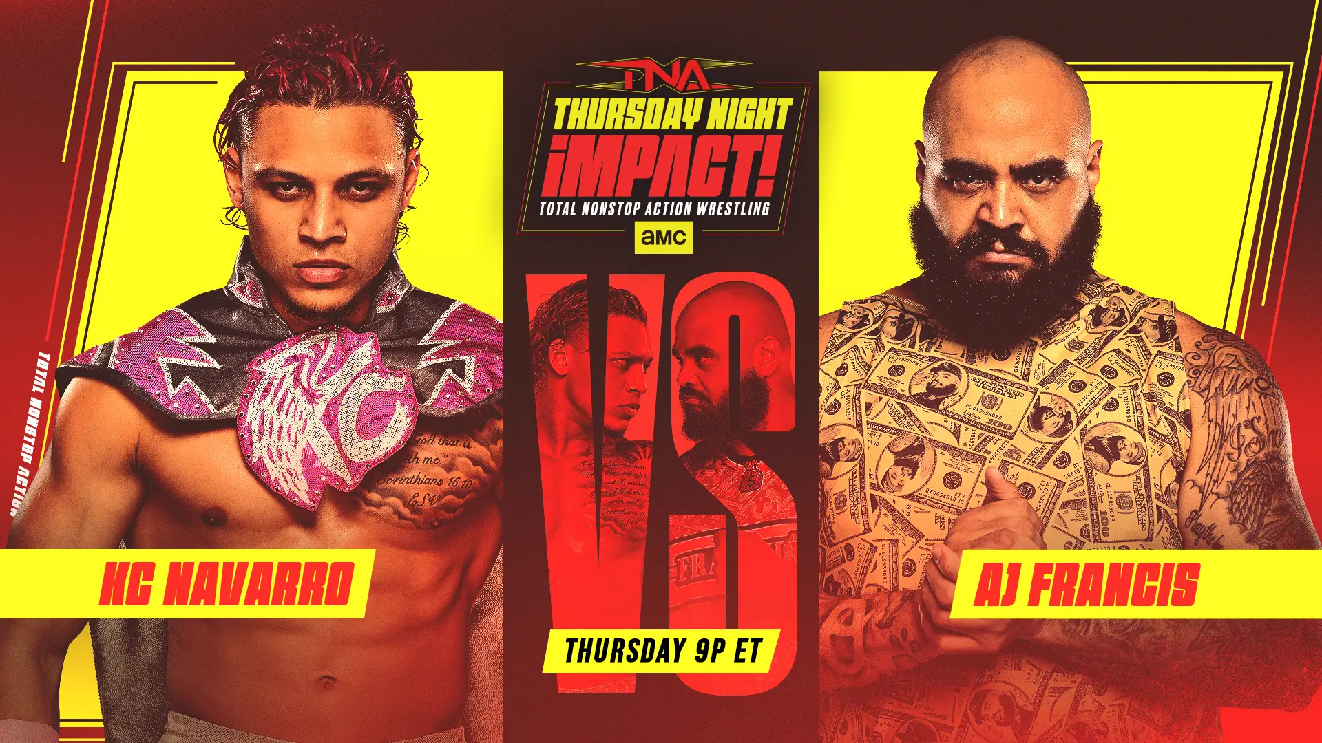 A graphic of KC Navarro vs. AJ Francis match