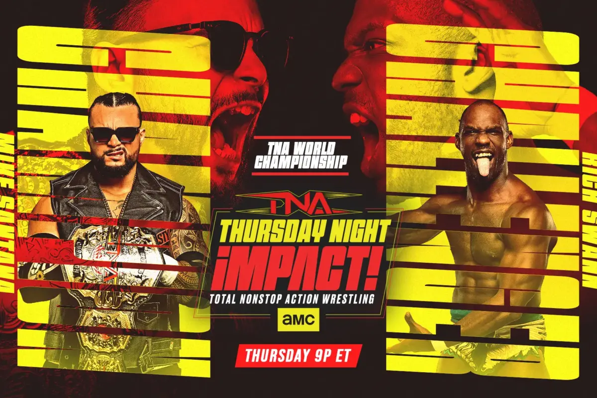 A graphic of the TNA Thursday Night iMPACT preview of April 23, 2026 episode