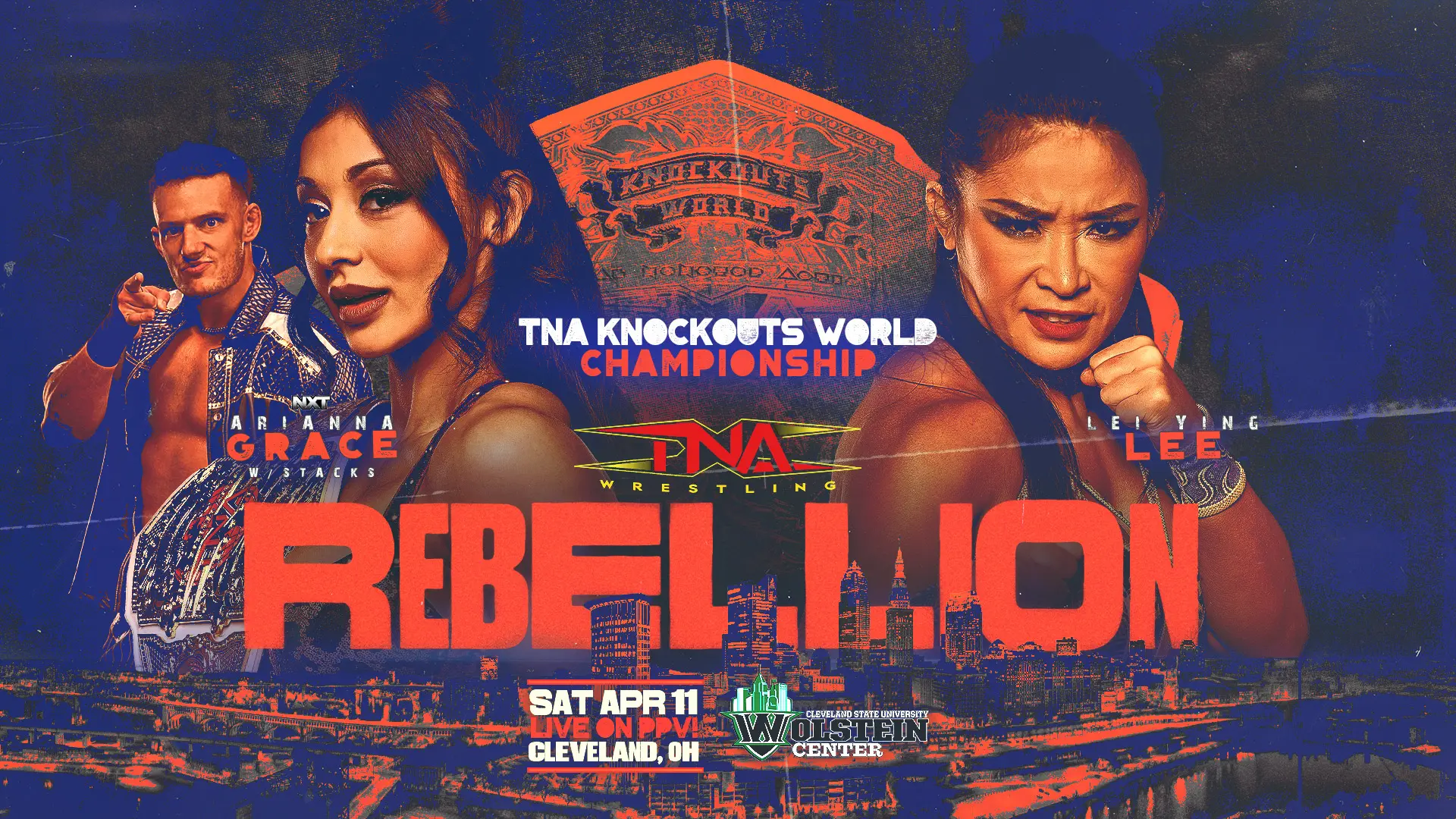 A graphic of the TNA Knockouts Title match at TNA Rebellion 2026