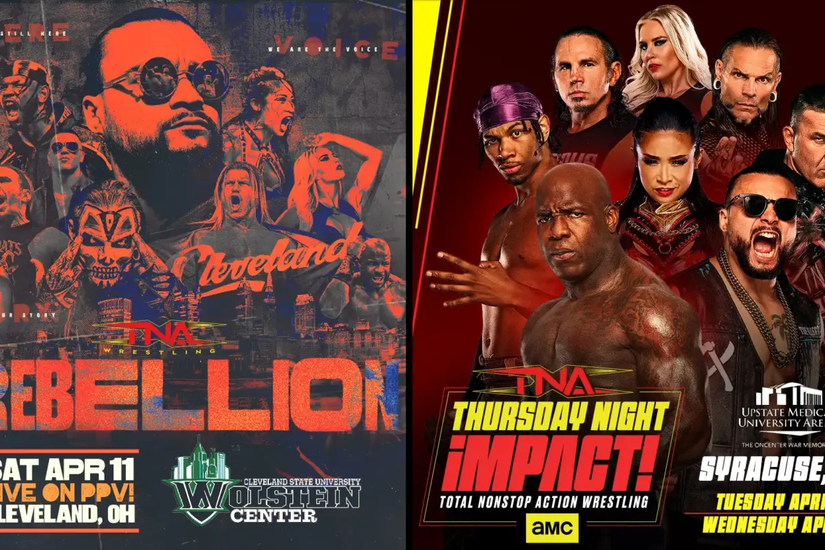 A graphic of TNA Thursday Night iMPACT taping spoilers for April 14, 2026