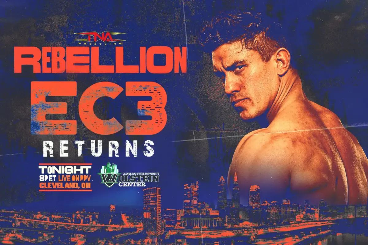 A graphic of EC3 at TNA Rebellion 2026