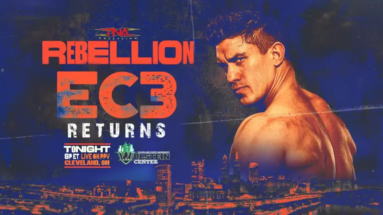 A graphic of EC3 at TNA Rebellion 2026