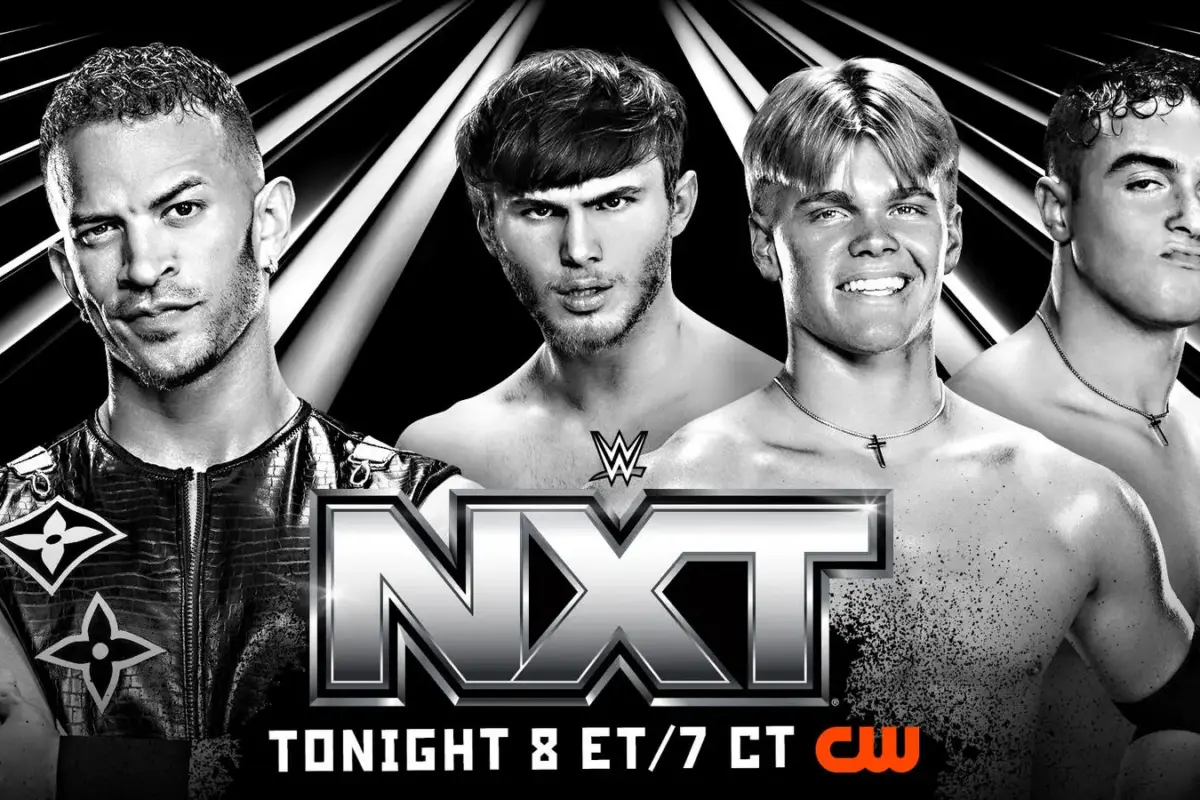 NXT graphic of The Vanity Project against Ricky Saints.