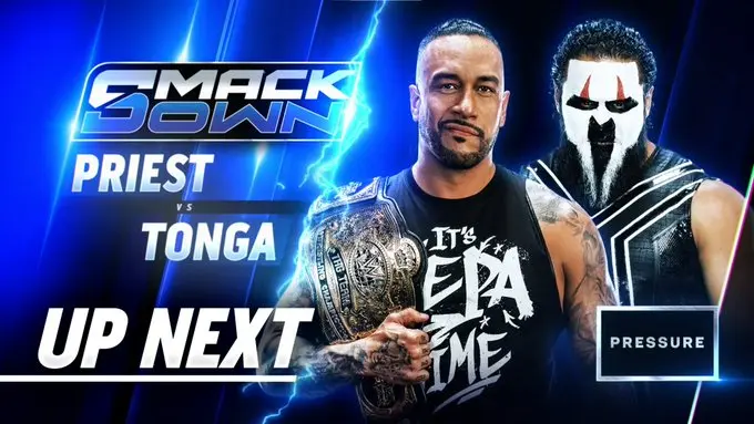WWE SmackDown graphic of Tama Tonga and Damian Priest.