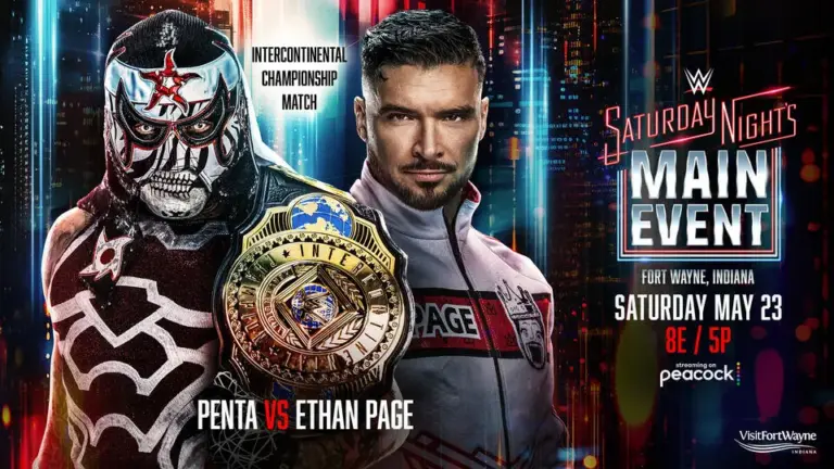 WWE Saturday Night's Main Event preview graphic for May 23, 2026.