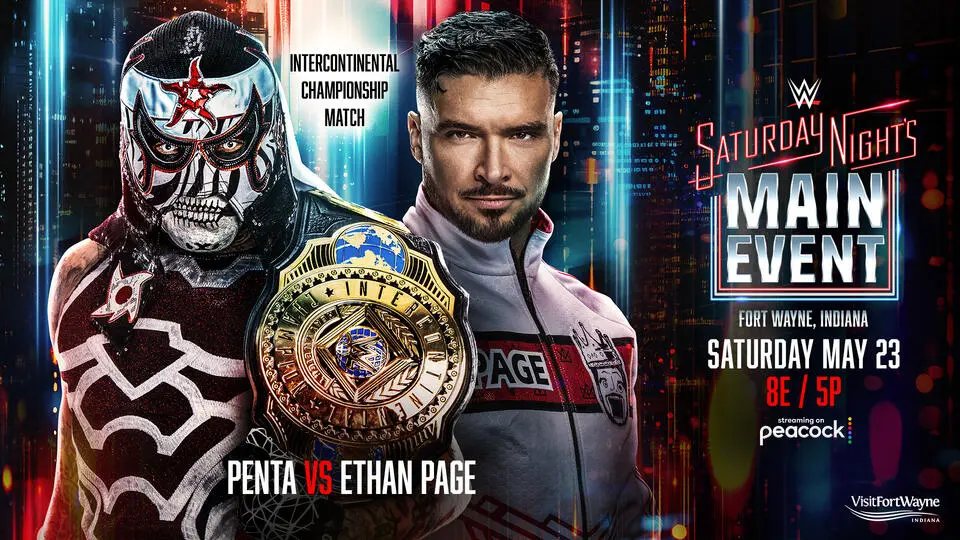 WWE Saturday Night's Main Event preview graphic for May 23, 2026.