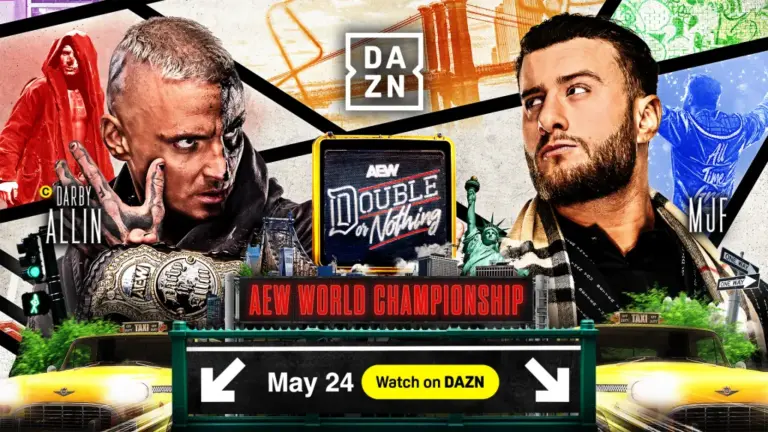 AEW Double or Nothing 2026 graphic of MJF and Darby Allin.