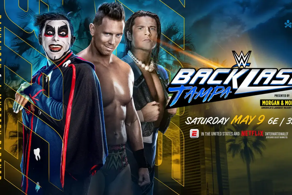 WWE Backlash 2026 graphic of Danhausen, The Miz and Kit Wilson.
