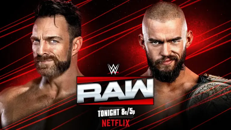 WWE Raw graphic of LA Knight and Austin Theory.