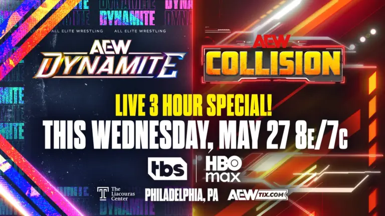AEW Results Graphic promoting May 27 AEW Dynamite and Collision Special