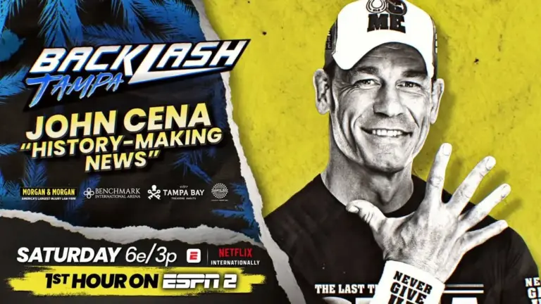 WWE Backlash 2026 advertising the appearance of John Cena.