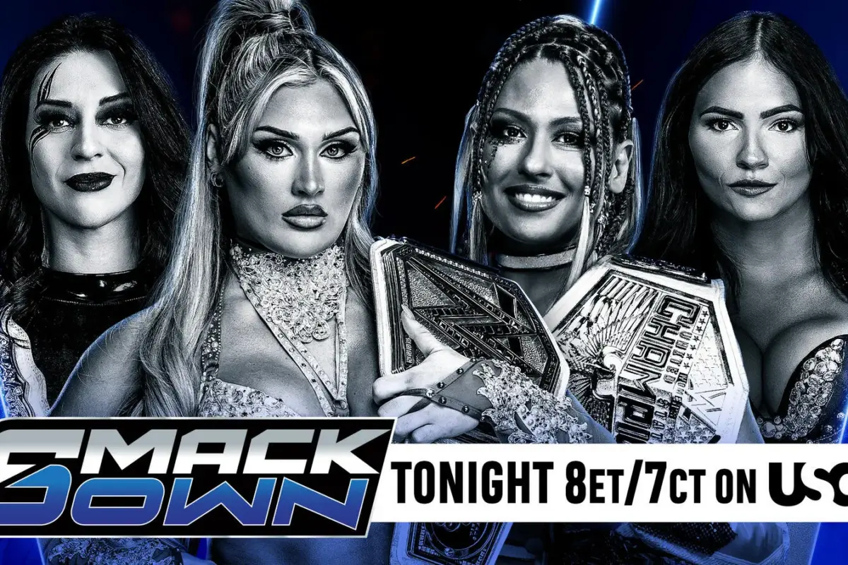 WWE SmackDown graphic of Kiana James and Giulia.