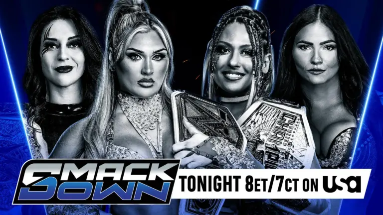 WWE SmackDown graphic of Kiana James and Giulia.