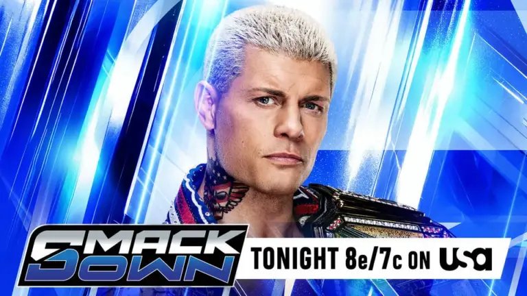 WWE SmackDown spoilers and results graphic for June 5, 2026 in Italy, featuring Cody Rhodes who will defend against Gunther.