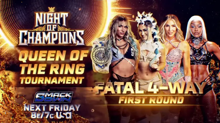 WWE SmackDown results & preview graphic for June 12, 2026 of the Queen of the Ring tournament.