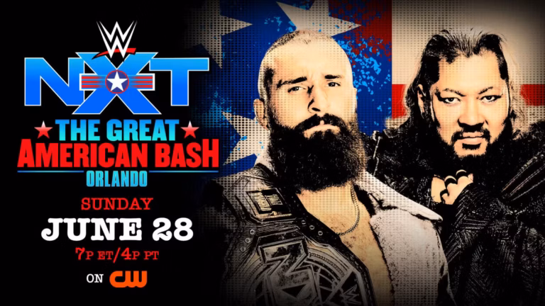 WWE NXT match graphic for Great American Bash of Naraku vs. Tony D'Angelo for the NXT Championship