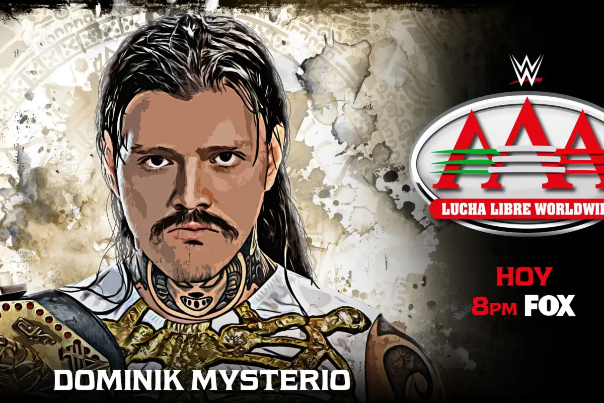 A Lucha Libre AAA Preview graphic featuring Dominik Mysterio.