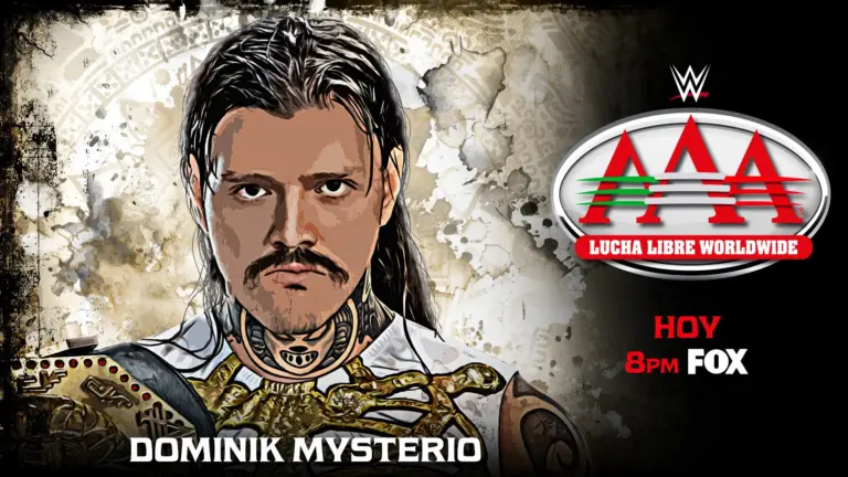 A Lucha Libre AAA Preview graphic featuring Dominik Mysterio.