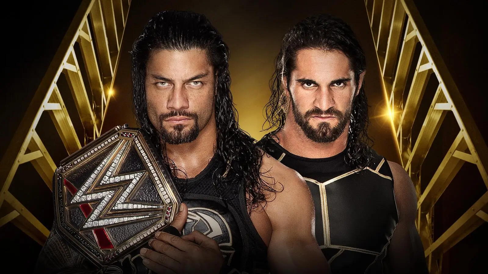 WWE graphic of Roman Reigns and Seth Rollins. (Photo Credit: WWE)